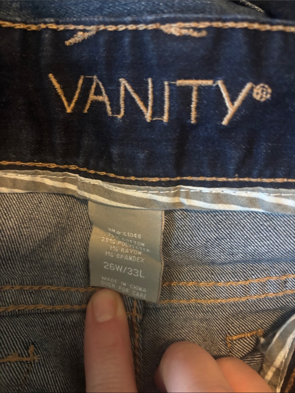Vanity Dark Blue Jeans with Tan Stitching